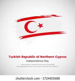 Independence day of Turkish Republic of Northern Cyprus. Abstract painted grunge brush flag background.