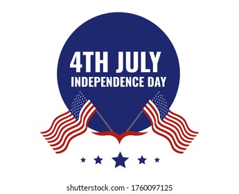 Independence Day Typography with America Flag and Red Eagle, Stars and Circular Shape - Vector Illustration - Transparent Backgrounds