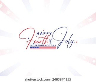 In: Independence Day Typografy Text Design. 4. Juli Wortmarke Vorlage mit weißem Hintergrund. 4. Juli Happy Independence Day Typografie Banner Design.