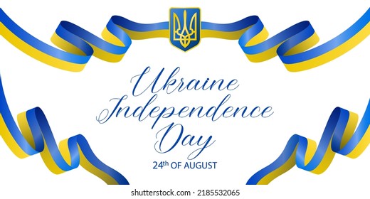 Independence day of Ukraine Banner vector illustration. Flag waving with national symbol of Ukraine