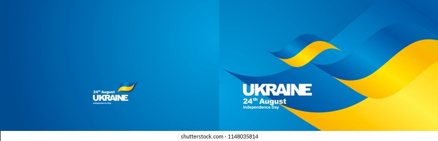 Independence Day Ukraine flag ribbon two fold landscape background