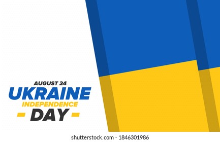 Independence Day in Ukraine. National happy holiday, celebrated annual in August 24. Ukrainian flag. Blue and yellow. Patriotic elements. Poster, card, banner and background. Vector illustration