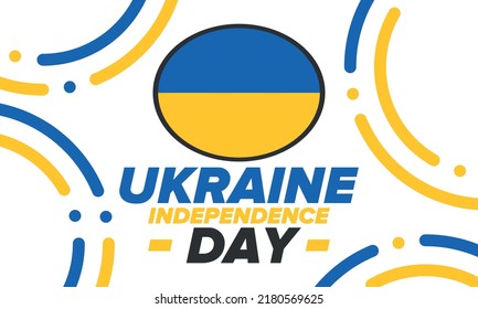Independence Day in Ukraine. National happy holiday, celebrated annual in August 24. Ukrainian flag. Blue and yellow. Patriotic elements. Poster, card, banner and background. Vector illustration