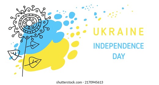 Independence Day of Ukraine. National holiday August 24. Banner in the colors of the flag of Ukraine. Card, poster with white background. Vector.