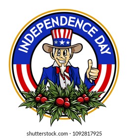 Independence Day Uncle Sam Thumb Up Vector Emblem,Logos,Badge