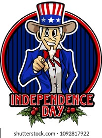 Independence Day Uncle Sam I Want You Vector Emblem,Logos,Badge