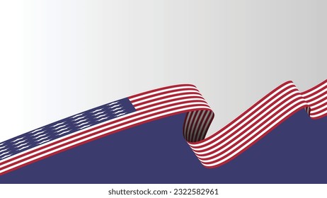 Independence day united state of america waving American flag vector illustration with copy space area