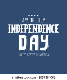 Independence day of the United States, 4th of July. Hand-drawn greeting card. Typography illustration for t-shirt, apparel and print