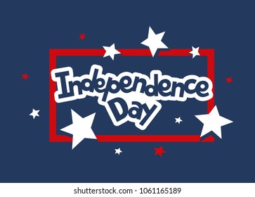 Independence day of the United States, 4th of July. Hand-drawn greeting card. Typography illustration for t-shirt, apparel and print