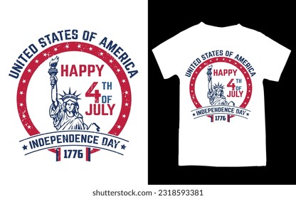 Independence day of the United States, 4th of July. Hand-drawn greeting card. Typography illustration for t-shirt, apparel and print