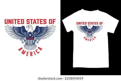 Independence day of the United States, 4th of July. Hand-drawn greeting card. Typography illustration for t-shirt, apparel and print