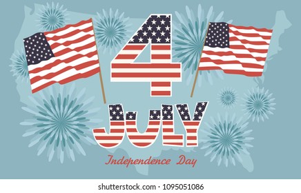 Independence day of United States of America greeting poster. Editable vector illustration