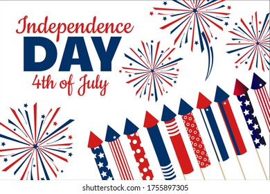 Independence Day in United States of America, USA. 4th of July. Holiday concept. Template for background, banner, card, poster with text inscription. Vector EPS10 illustration