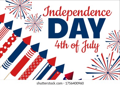 Independence Day in United States of America, USA. 4th of July. Holiday concept. Template for background, banner, card, poster with text inscription. Vector EPS10 illustration