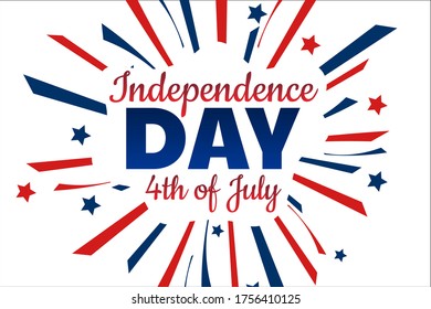 Independence Day in United States of America, USA. 4th of July. Holiday concept. Template for background, banner, card, poster with text inscription. Vector EPS10 illustration