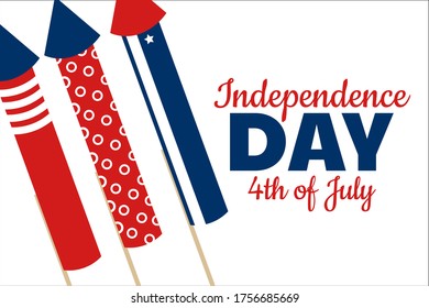 Independence Day in United States of America, USA. 4th of July. Holiday concept. Template for background, banner, card, poster with text inscription. Vector EPS10 illustration