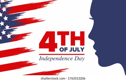Independence Day in United States of America. The Fourth of July. Happy national holiday, celebrated annual in July 4. American flag. Country freedom day. Patriotic event design. Vector poster