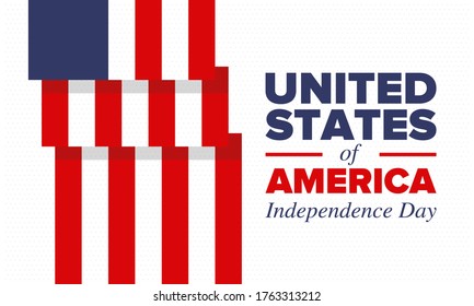 Independence Day in United States of America. The Fourth of July. Happy national holiday, celebrated annual in July 4. American flag. Country freedom day. Patriotic event design. Vector poster