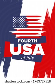 Independence Day in United States of America. The Fourth of July. Happy national holiday, celebrated annual in July 4. American flag. Country freedom day. Patriotic event design. Vector poster