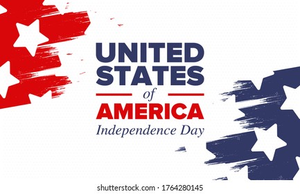 Independence Day in United States of America. The Fourth of July. Happy national holiday, celebrated annual in July 4. American flag. Country freedom day. Patriotic event design. Vector poster