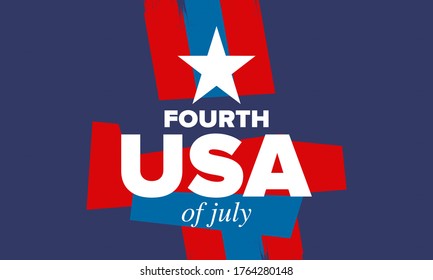 Independence Day in United States of America. The Fourth of July. Happy national holiday, celebrated annual in July 4. American flag. Country freedom day. Patriotic event design. Vector poster