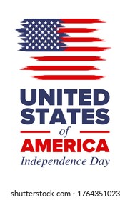 Independence Day in United States of America. The Fourth of July. Happy national holiday, celebrated annual in July 4. American flag. Country freedom day. Patriotic event design. Vector poster