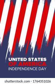 Independence Day in United States of America. The Fourth of July. Happy national holiday, celebrated annual in July 4. American flag. Country freedom day. Patriotic event design. Vector poster
