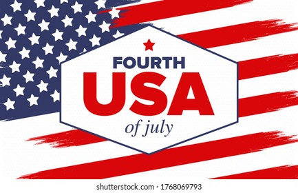 Independence Day in United States of America. The Fourth of July. Happy national holiday, celebrated annual in July 4. American flag. Country freedom day. Patriotic event design. Vector poster