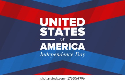 Independence Day in United States of America. The Fourth of July. Happy national holiday, celebrated annual in July 4. American flag. Country freedom day. Patriotic event design. Vector poster