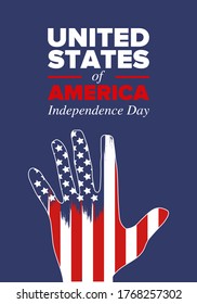 Independence Day in United States of America. The Fourth of July. Happy national holiday, celebrated annual in July 4. American flag. Country freedom day. Patriotic event design. Vector poster