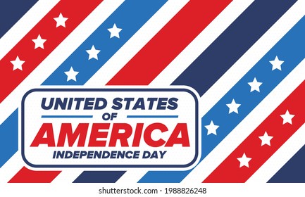 Independence Day in United States of America. The Fourth of July. Happy national holiday, celebrated annual in July 4. American flag. Country freedom day. Patriotic event design. Vector poster