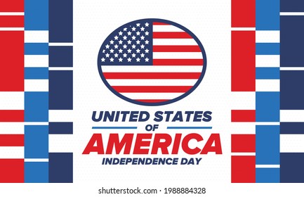 Independence Day in United States of America. The Fourth of July. Happy national holiday, celebrated annual in July 4. American flag. Country freedom day. Patriotic event design. Vector poster