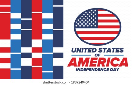 Independence Day in United States of America. The Fourth of July. Happy national holiday, celebrated annual in July 4. American flag. Country freedom day. Patriotic event design. Vector poster