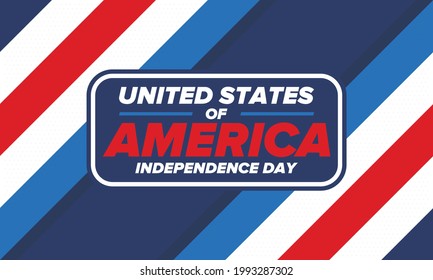 Independence Day in United States of America. The Fourth of July. Happy national holiday, celebrated annual in July 4. American flag. Country freedom day. Patriotic event design. Vector poster