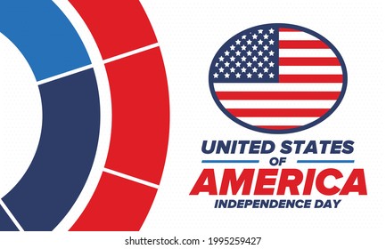 Independence Day in United States of America. The Fourth of July. Happy national holiday, celebrated annual in July 4. American flag. Country freedom day. Patriotic event design. Vector poster