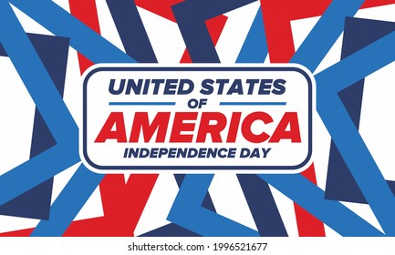 Independence Day in United States of America. The Fourth of July. Happy national holiday, celebrated annual in July 4. American flag. Country freedom day. Patriotic event design. Vector poster