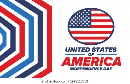 Independence Day in United States of America. The Fourth of July. Happy national holiday, celebrated annual in July 4. American flag. Country freedom day. Patriotic event design. Vector poster