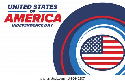 Independence Day in United States of America. The Fourth of July. Happy national holiday, celebrated annual in July 4. American flag. Country freedom day. Patriotic event design. Vector poster