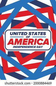 Independence Day in United States of America. The Fourth of July. Happy national holiday, celebrated annual in July 4. American flag. Country freedom day. Patriotic event design. Vector poster
