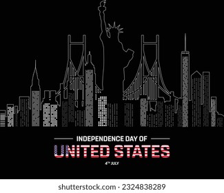 Independence Day of United States, United States of America, Independence day of USA, Skyline of USA, Buildings, Background, 4th of July, 4 July, National Day, Independence day, United states, Flag