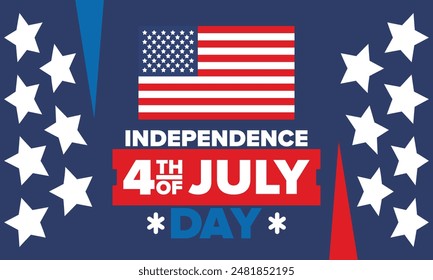 Independence Day in United States of America. The Fourth of July. Happy national holiday, celebrated annual in July 4. American flag. Country freedom day. Patriotic event design. Vector poster