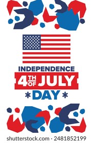 Independence Day in United States of America. The Fourth of July. Happy national holiday, celebrated annual in July 4. American flag. Country freedom day. Patriotic event design. Vector poster