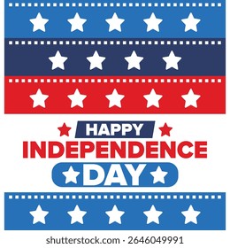Independence Day in United States of America. The Fourth of July. Happy national holiday, celebrated annual in July 4. American flag. Country freedom day. Patriotic event design. Vector poster