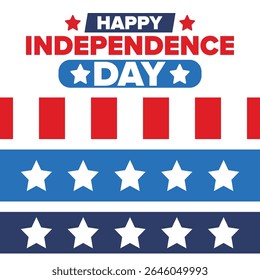 Independence Day in United States of America. The Fourth of July. Happy national holiday, celebrated annual in July 4. American flag. Country freedom day. Patriotic event design. Vector poster