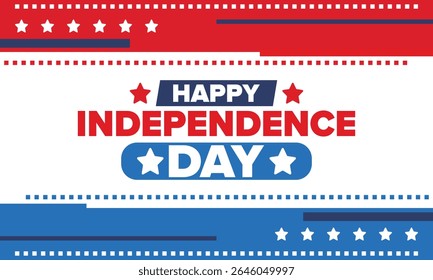 Independence Day in United States of America. The Fourth of July. Happy national holiday, celebrated annual in July 4. American flag. Country freedom day. Patriotic event design. Vector poster