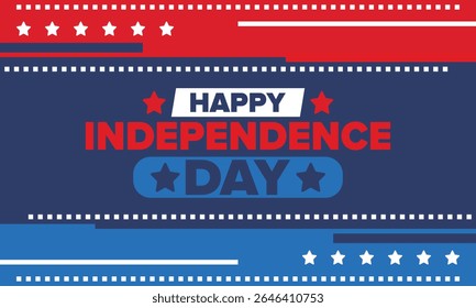 Independence Day in United States of America. The Fourth of July. Happy national holiday, celebrated annual in July 4. American flag. Country freedom day. Patriotic event design. Vector poster