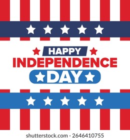 Independence Day in United States of America. The Fourth of July. Happy national holiday, celebrated annual in July 4. American flag. Country freedom day. Patriotic event design. Vector poster