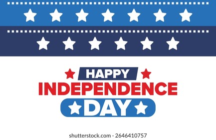 Independence Day in United States of America. The Fourth of July. Happy national holiday, celebrated annual in July 4. American flag. Country freedom day. Patriotic event design. Vector poster