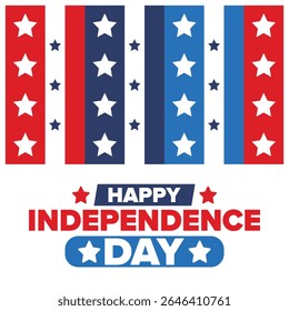 Independence Day in United States of America. The Fourth of July. Happy national holiday, celebrated annual in July 4. American flag. Country freedom day. Patriotic event design. Vector poster
