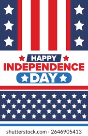 Independence Day in United States of America. The Fourth of July. Happy national holiday, celebrated annual in July 4. American flag. Country freedom day. Patriotic event design. Vector poster